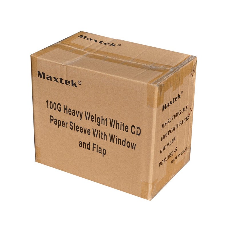 maxtek 1000 Pack Maxtek Premium Thick White Paper CD Sleeves Envelope with Window Cut Out and Flap, 100g Heavy Weight. Wholesale Direct. - Image 2
